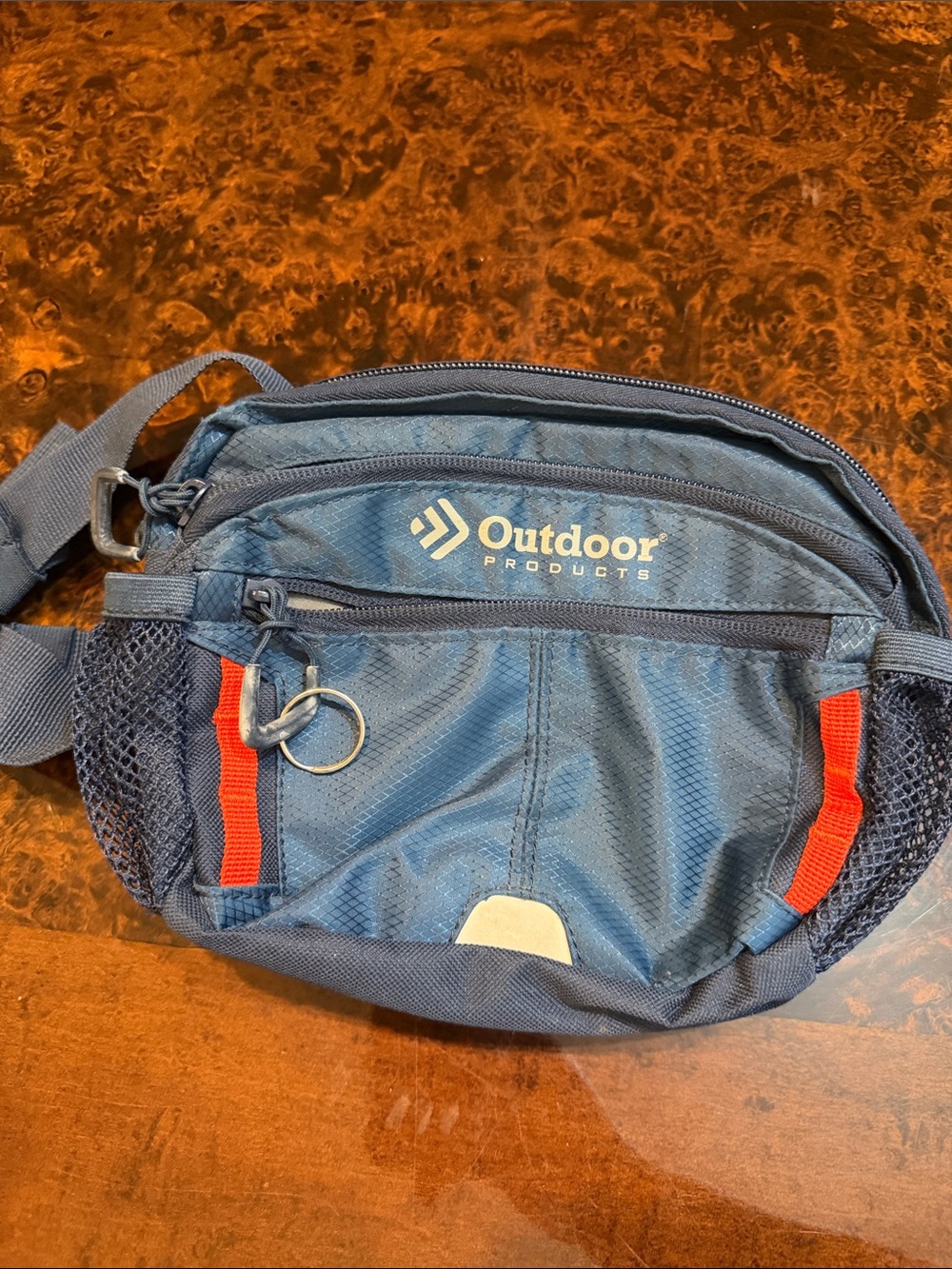 Outdoor Products Men's Navy Waist Bag with Red Accents